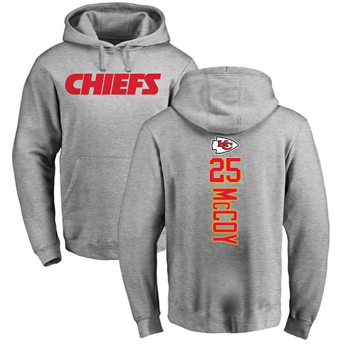 Men Kansas City Chiefs #25 McCoy LeSean Ash Backer Pullover Hoodie->kansas city chiefs->NFL Jersey